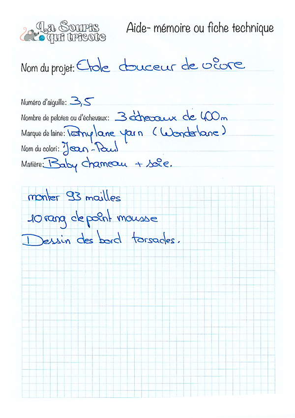 Fiche de travail - La Souris qui tricote